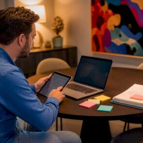 IT-specialist aan het werk op kantoor met Azure-infrastructuur