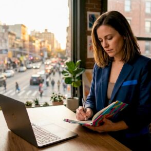 Een consultant is bezig met Power Automate op zijn laptop.