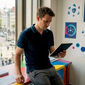 IT-specialist aan het werk tussen de servers in het datacenter.