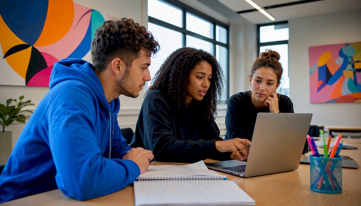 Een docent die op school de instellingen van Microsoft 365 aanpast.